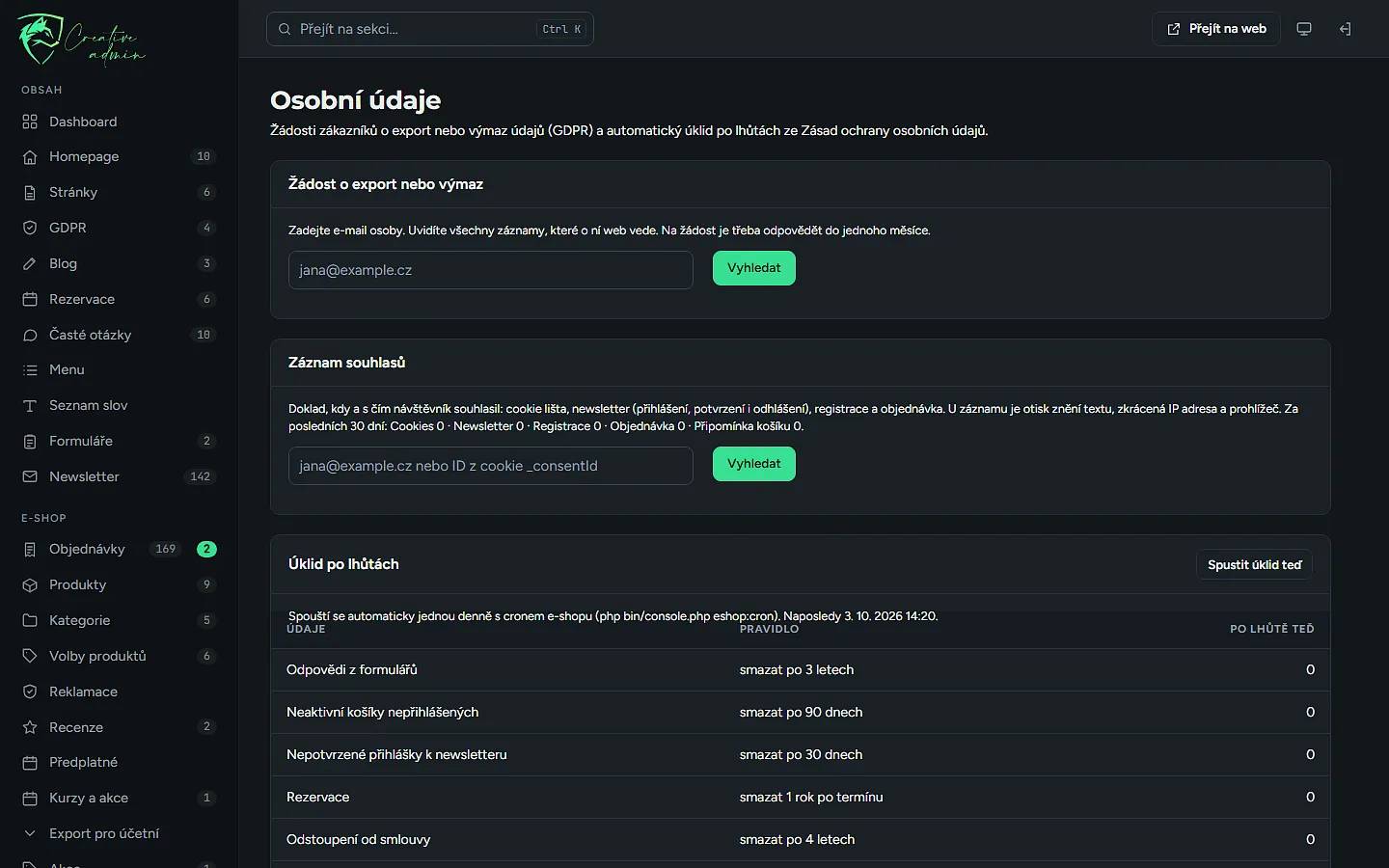 Legislativa a GDPR – ukázka